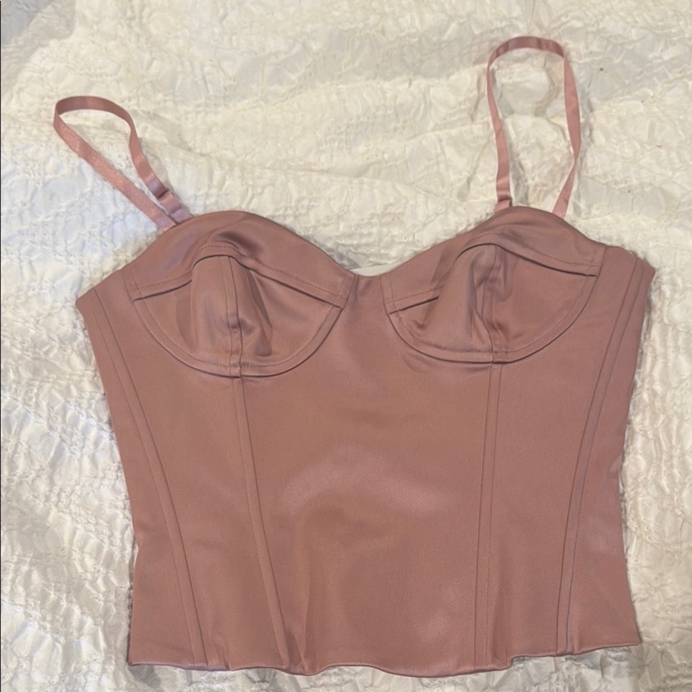 Pink Satin Bustier Top